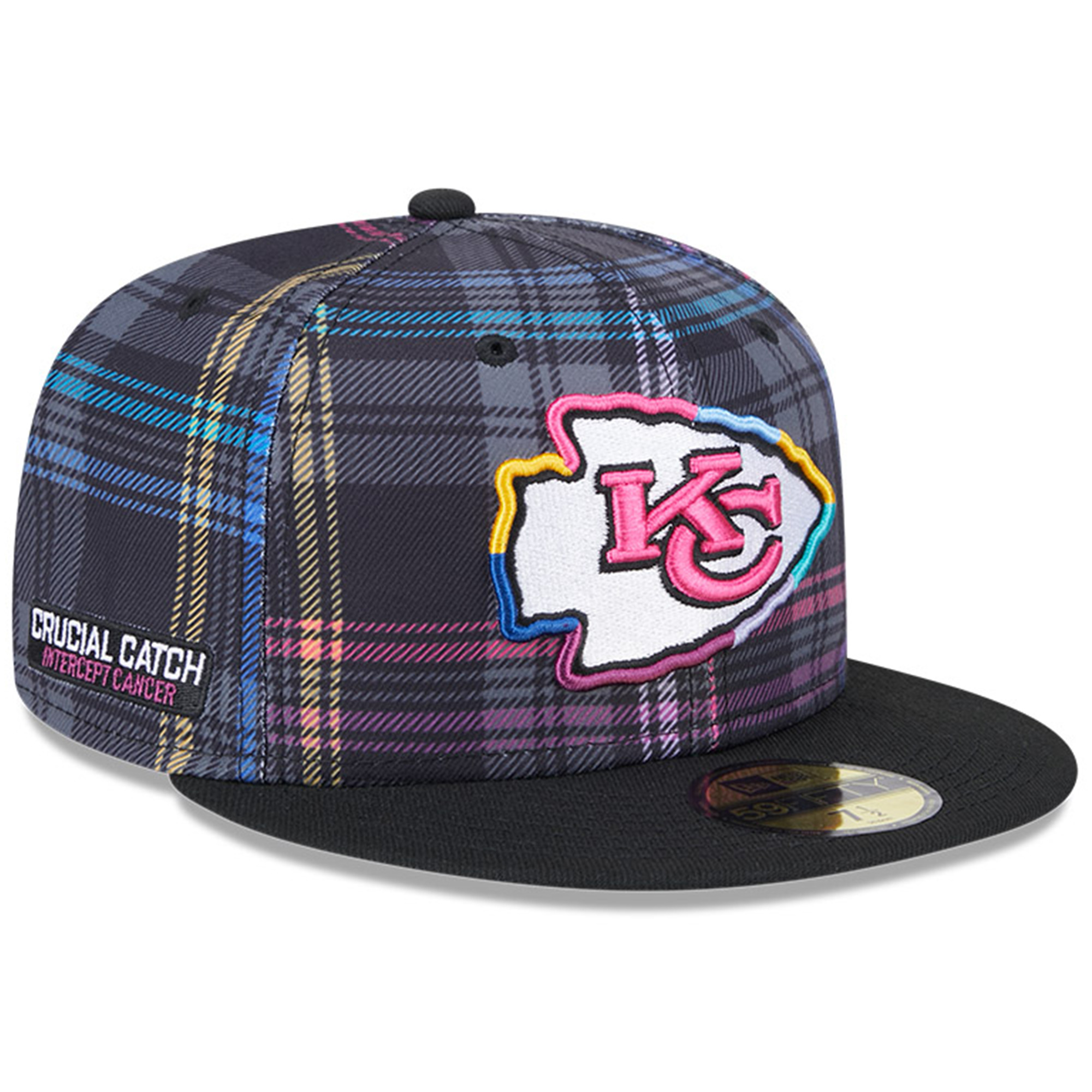 Men's New Era Black Kansas City Chiefs 2024 NFL Crucial Catch Plaid