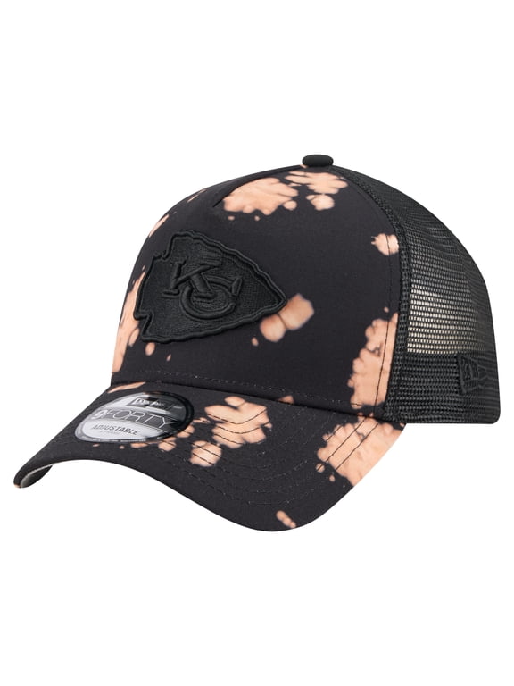 Men's New Era Black Kansas City Chiefs Bleached 9FORTY A-Frame Adjustable Hat