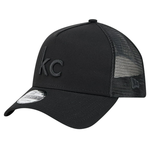 Men's New Era Black Kansas City Chiefs Domain 9FORTY A-Frame Trucker Adjustable Hat