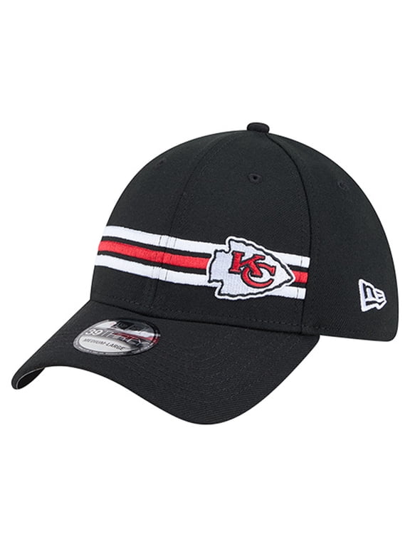 Men's New Era Black Kansas City Chiefs Stripes 39THIRTY Flex Hat