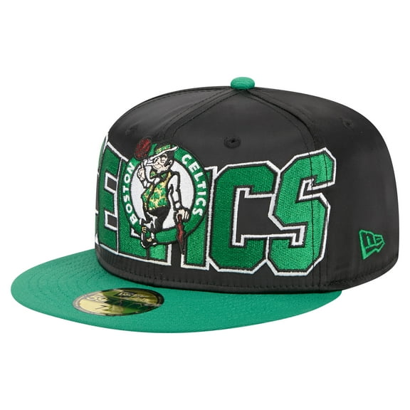 Men's New Era Black/Kelly Green Boston Celtics Satin Two-Tone 59FIFTY Fitted Hat