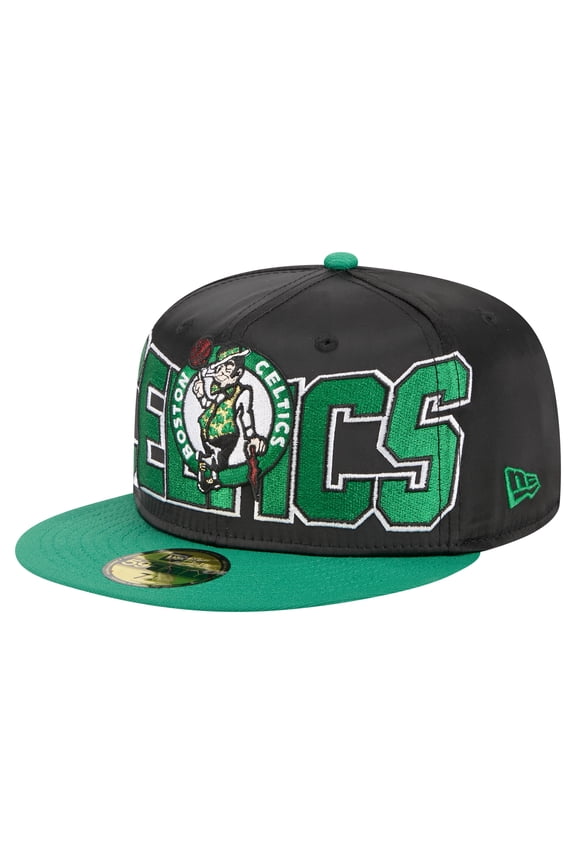 Men's New Era Black/Kelly Green Boston Celtics Satin Two-Tone 59FIFTY Fitted Hat