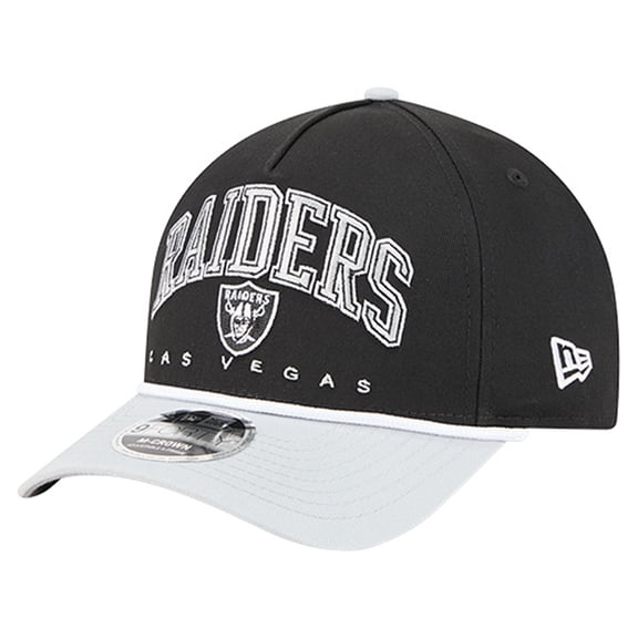 Men's New Era Black Las Vegas Raiders Arch COOLERA 9FORTY A-Frame M-Crown Adjustable Hat