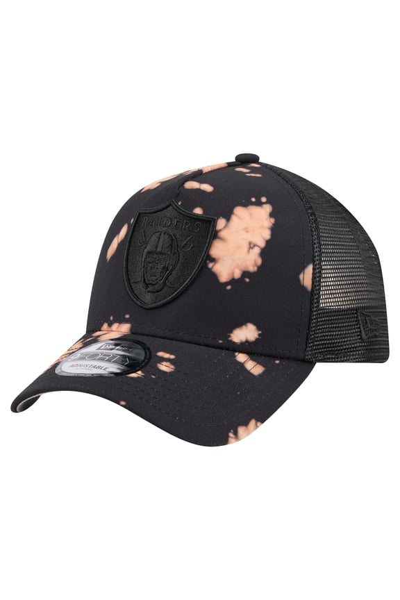 Men's New Era Black Las Vegas Raiders Bleached 9FORTY A-Frame Adjustable Hat