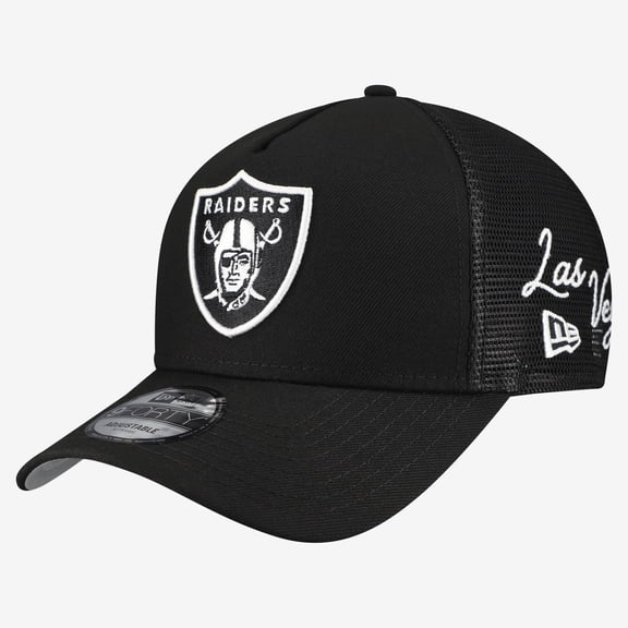 Men's New Era Black Las Vegas Raiders City Script 9FORTY A-Frame Adjustable Hat