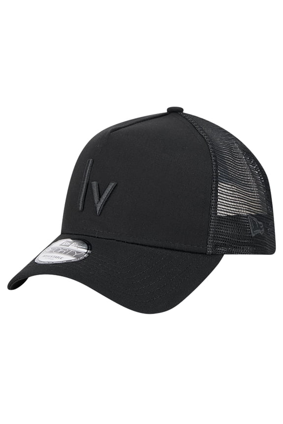 Men's New Era Black Las Vegas Raiders Domain 9FORTY A-Frame Trucker Adjustable Hat