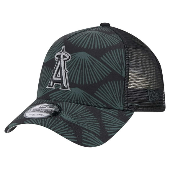 Men's New Era Black Los Angeles Angels 9FORTY A-Frame Trucker Adjustable Hat