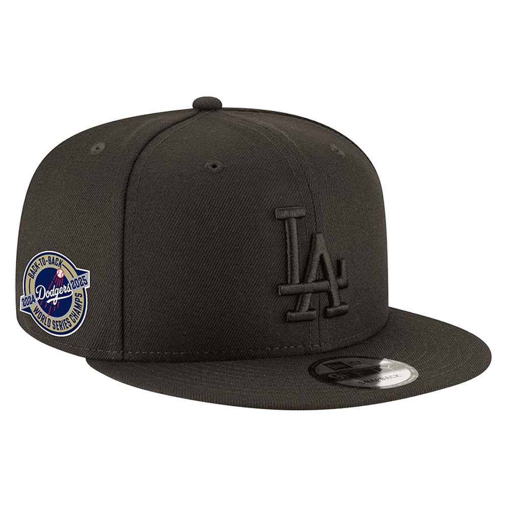 Men's New Era Black Los Angeles Dodgers 2024/25 Back-to-Back Champions Circle Side Patch 9FIFTY Snapback Hat