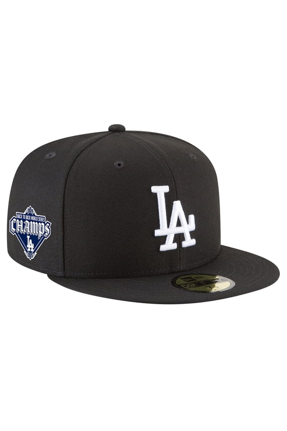Men's New Era Black Los Angeles Dodgers 2024/25 Back-to-Back Champions Diamond Side Patch 59FIFTY Fitted Hat