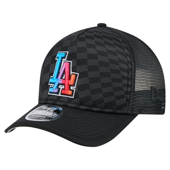 Men's New Era Black Los Angeles Dodgers Gradient 9FORTY A-Frame M-Crown Trucker Adjustable Hat
