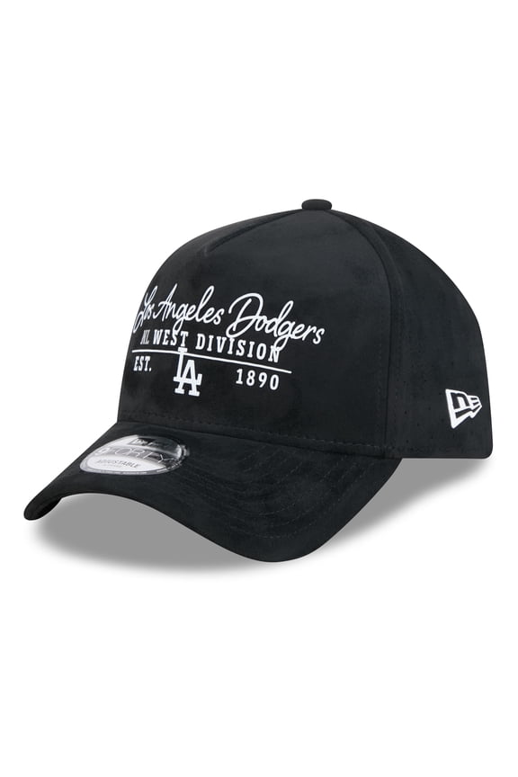 Men's New Era Black Los Angeles Dodgers Script Text 9FORTY A-Frame Adjustable Hat
