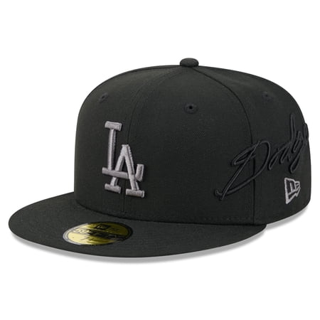 Men's New Era Black Los Angeles Dodgers Side Script 59FIFTY Fitted Hat