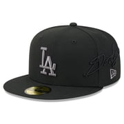 Mens New Era Black Los Angeles Dodgers Side Script 59FIFTY Fitted Hat