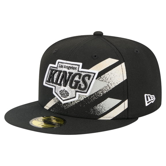 Men's New Era Black Los Angeles Kings Faded Lines 59FIFTY Fitted Hat