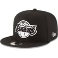 thumbnail image 1 of Men's New Era Black Los Angeles Lakers Black & White Logo 9FIFTY Adjustable Snapback Hat, 1 of 4