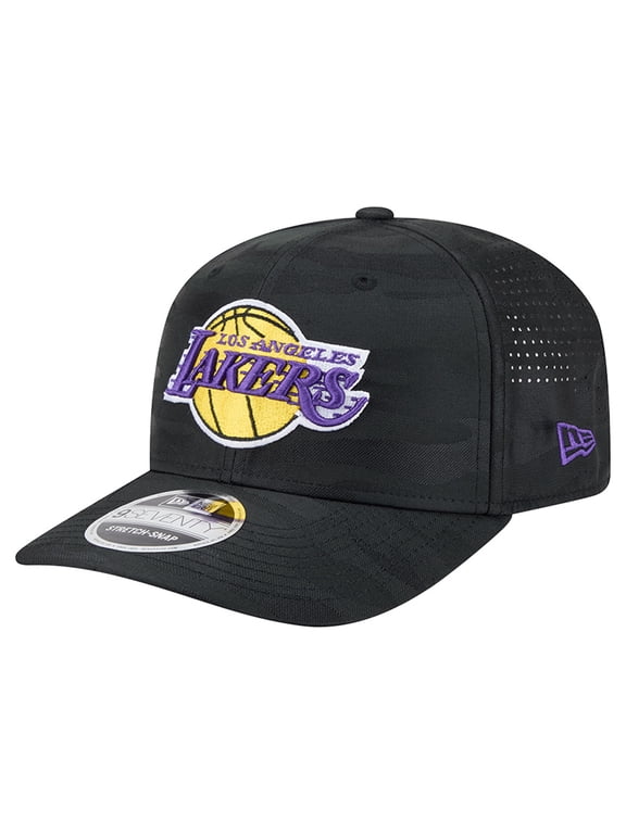 Men's New Era Black Los Angeles Lakers Camo 9SEVENTY Perforated Adjustable Hat