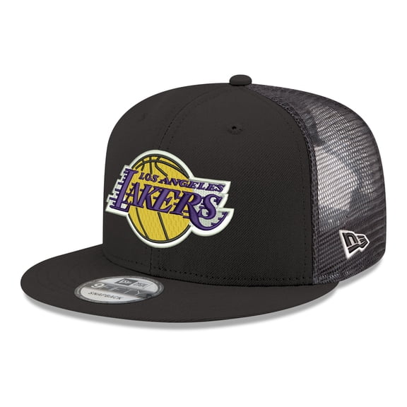 Men's New Era Black Los Angeles Lakers Core Logo Meshback 9FIFTY Snapback Hat