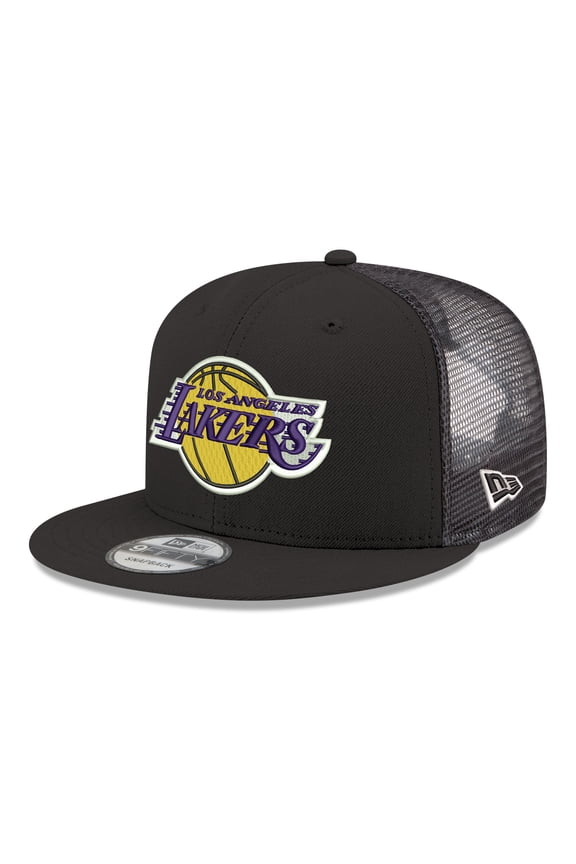 Men's New Era Black Los Angeles Lakers Core Logo Meshback 9FIFTY Snapback Hat