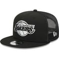 thumbnail image 1 of Men's New Era Black Los Angeles Lakers 9FIFTY Snapback Trucker Hat, 1 of 6