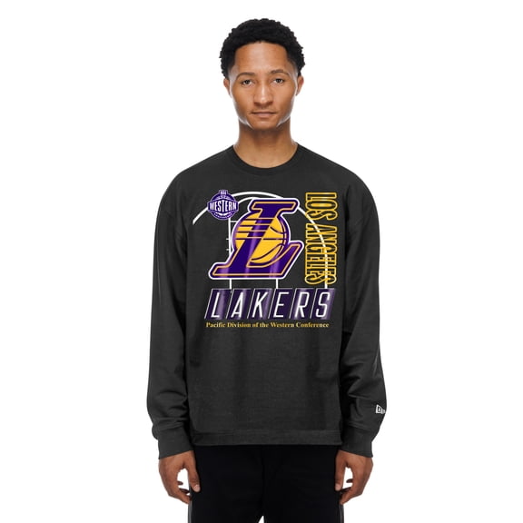 Men's New Era  Black Los Angeles Lakers Leisure Collection Stretch Fleece Sweatshirt