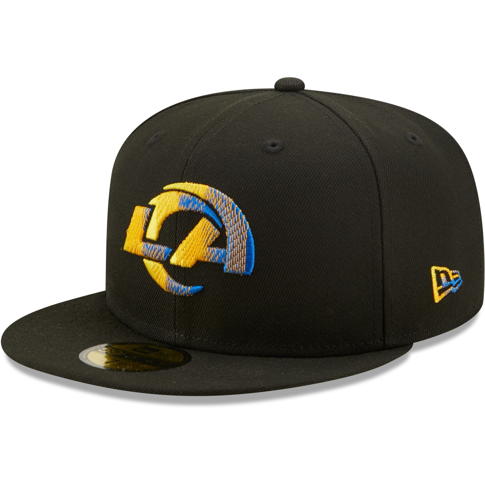 Men's New Era Black Los Angeles Rams Team Logo Color Dim 59FIFTY Fitted ...