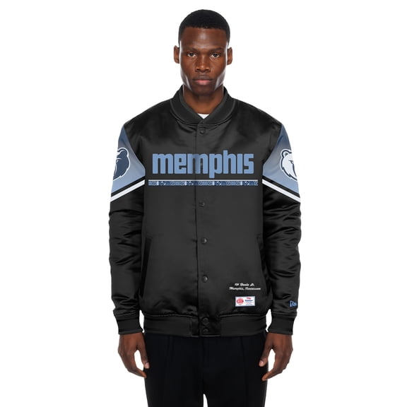 Men's New Era Black Memphis Grizzlies 2025/26 City Edition Full-Snap Satin Jacket