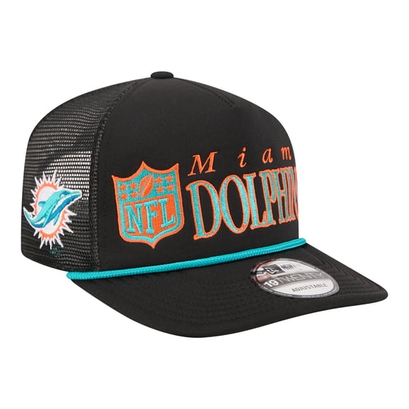 Men's New Era Black Miami Dolphins Throwback Foam 19TWENTY Adjustable Hat