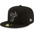 thumbnail image 1 of Men's New Era Black Miami Heat Black & White Logo 59FIFTY Fitted Hat, 1 of 6