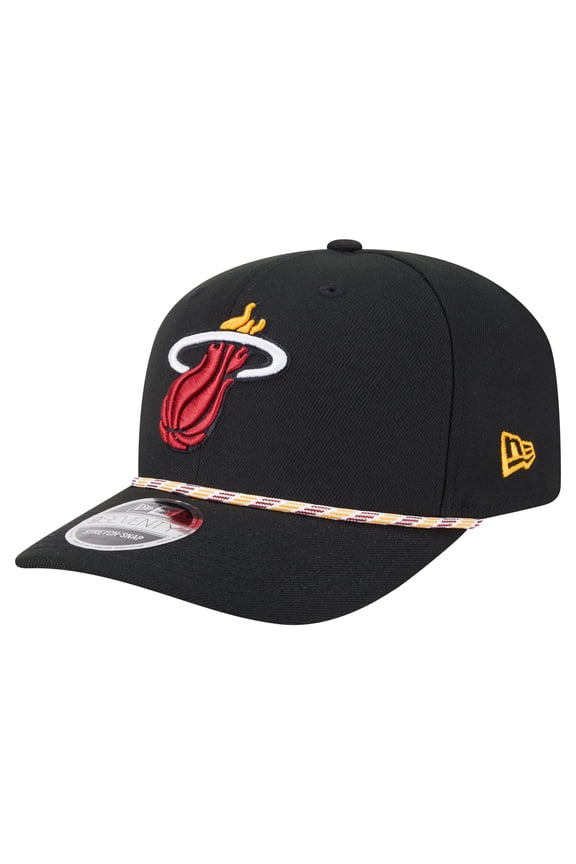 Men's New Era Black Miami Heat Rope 9SEVENTY Adjustable Hat
