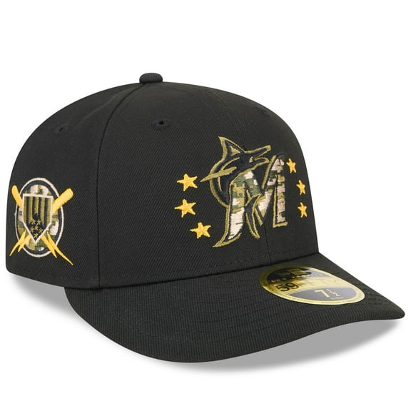 Men's New Era Black Miami Marlins 2024 Armed Forces Day Low Profile 59FIFTY Fitted Hat