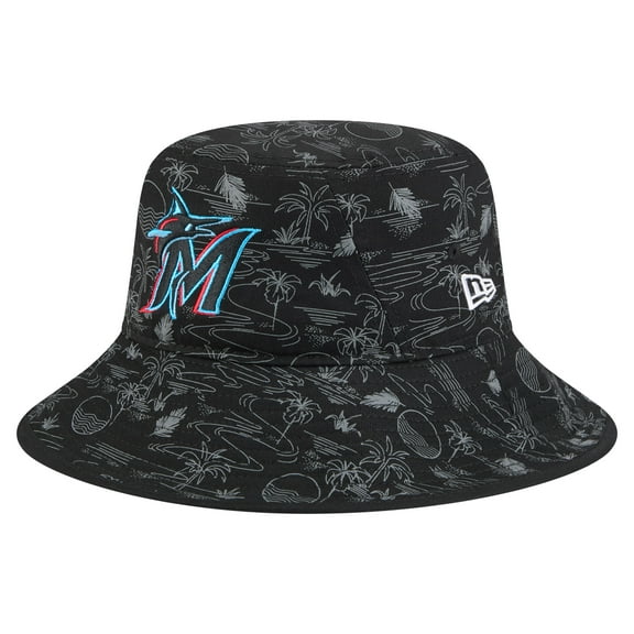 Men's New Era  Black Miami Marlins 2025 Spring Training All Over Print Bucket Hat