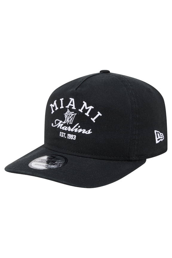 Men's New Era Black Miami Marlins Stacked 19TWENTY Adjustable Hat