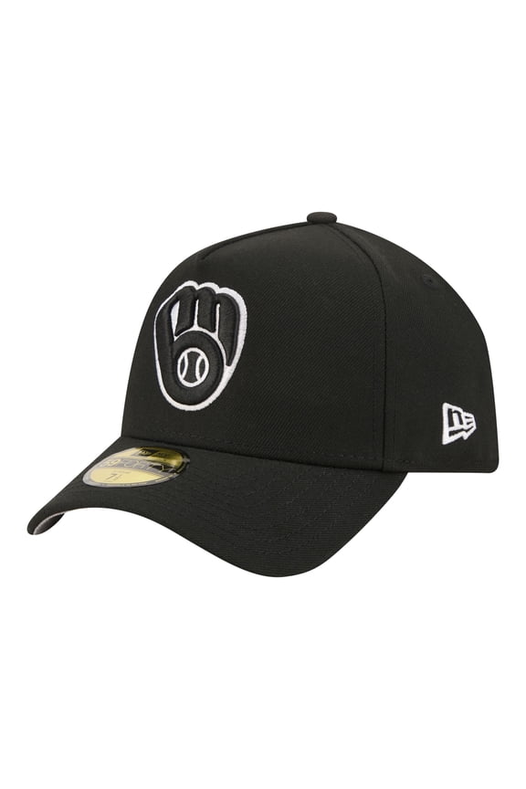 Men's New Era Black Milwaukee Brewers A-Frame 59FORTY Fitted Hat