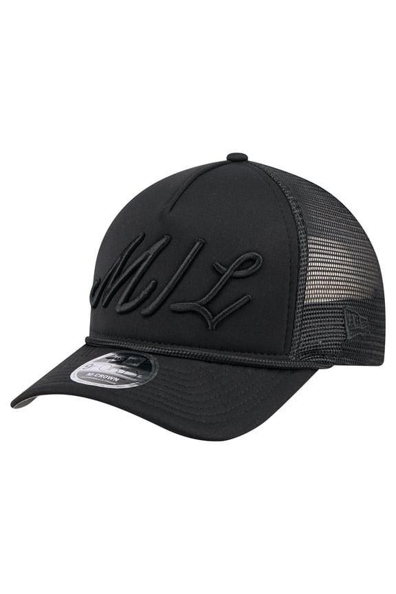 Men's New Era Black Milwaukee Brewers City Initial 9FORTY A-Frame M-Crown Adjustable Trucker Hat