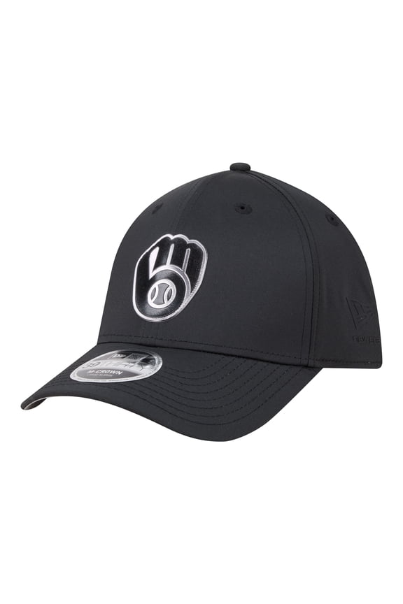 Men's New Era Black Milwaukee Brewers Metallic 39THIRTY M-Crown Flex Hat