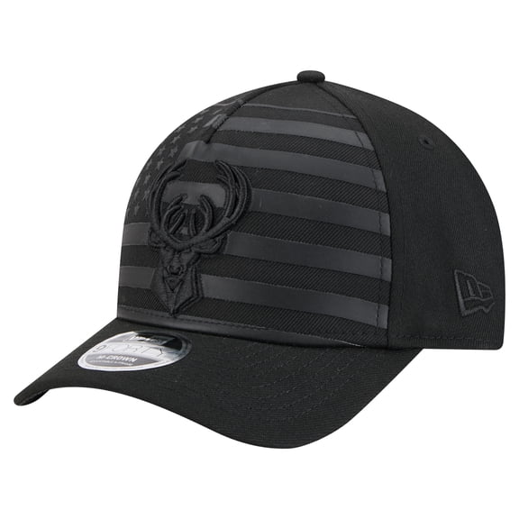 Men's New Era  Black Milwaukee Bucks Game Day Flag A-Frame 9FORTY Adjustable Hat