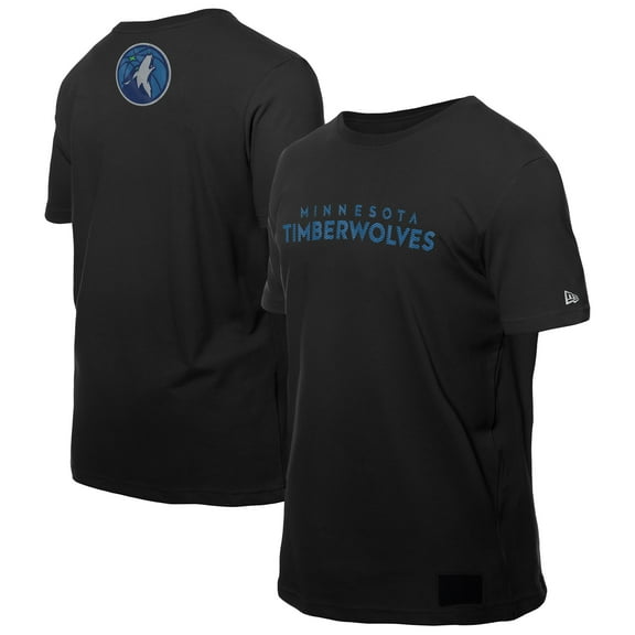 Men's-New Era  Black Minnesota Timberwolves Premium Wordmark T-Shirt