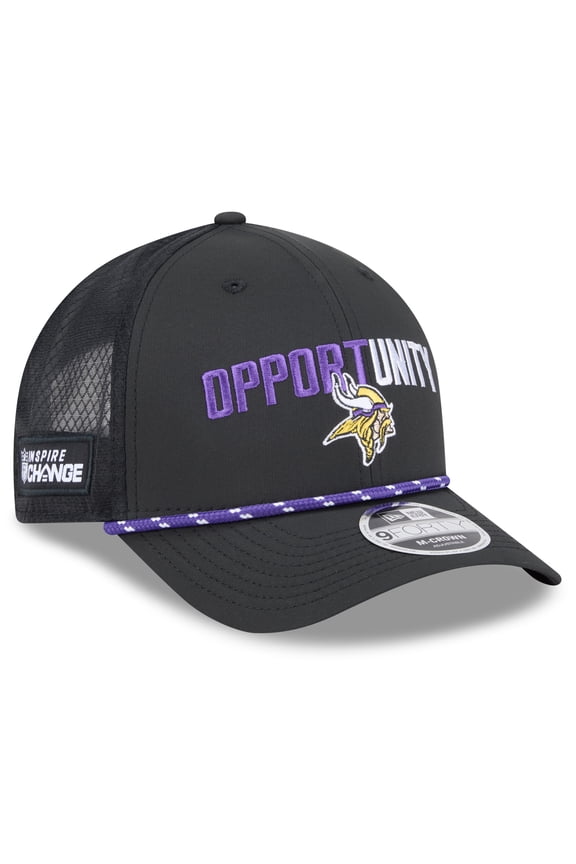 Men's New Era Black Minnesota Vikings 2025 Inspire Change 9FORTY M-Crown Adjustable Hat