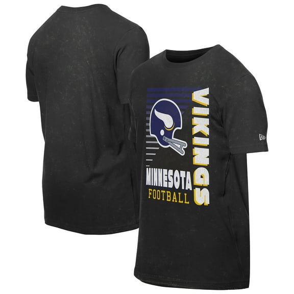 Men's New Era Black Minnesota Vikings Retro Logo Enzyme Washed Oversized T-Shirt