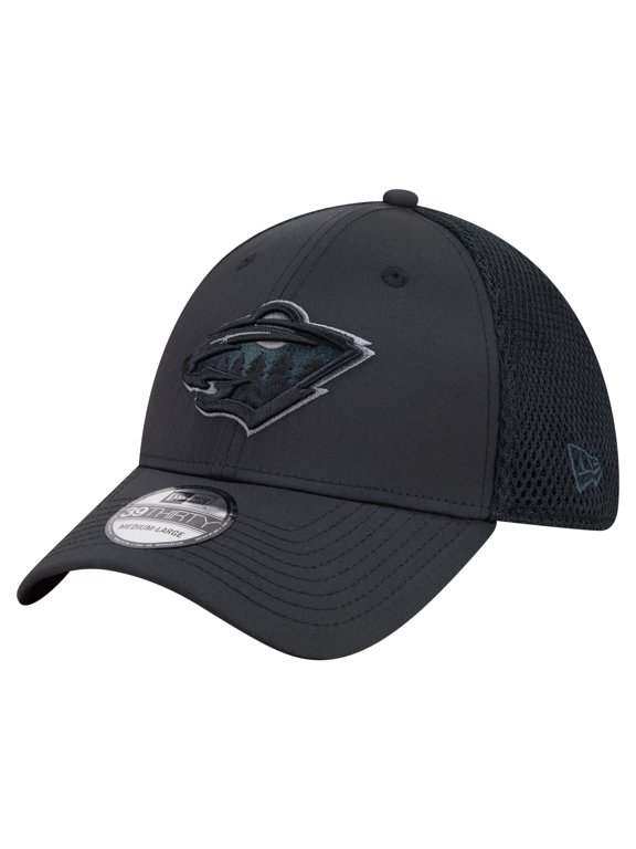Men's New Era Black Minnesota Wild Blackout 39THIRTY Flex Fit Hat