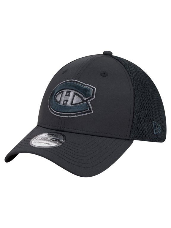Men's New Era Black Montreal Canadiens Blackout 39THIRTY Flex Fit Hat