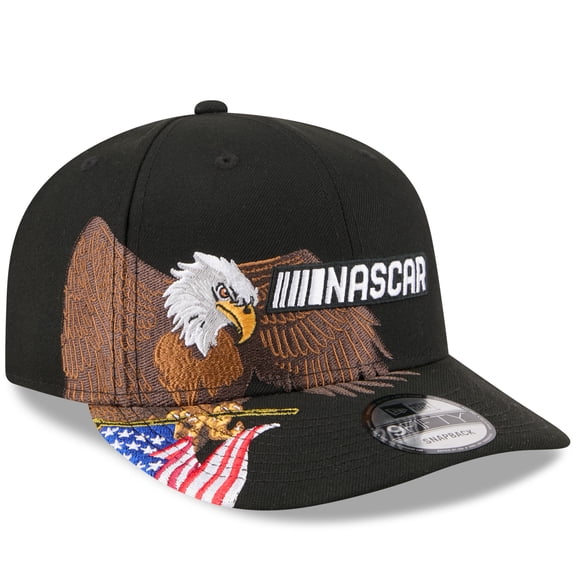 Men's New Era Black NASCAR Patriotic Eagle & Flag A-Frame 9FIFTY Snapback Hat