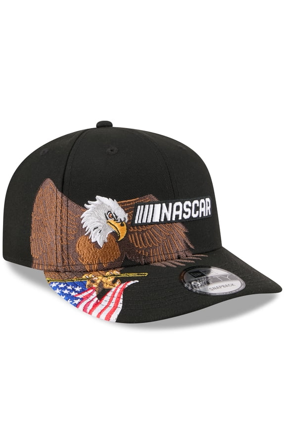 Men's New Era Black NASCAR Patriotic Eagle & Flag A-Frame 9FIFTY Snapback Hat