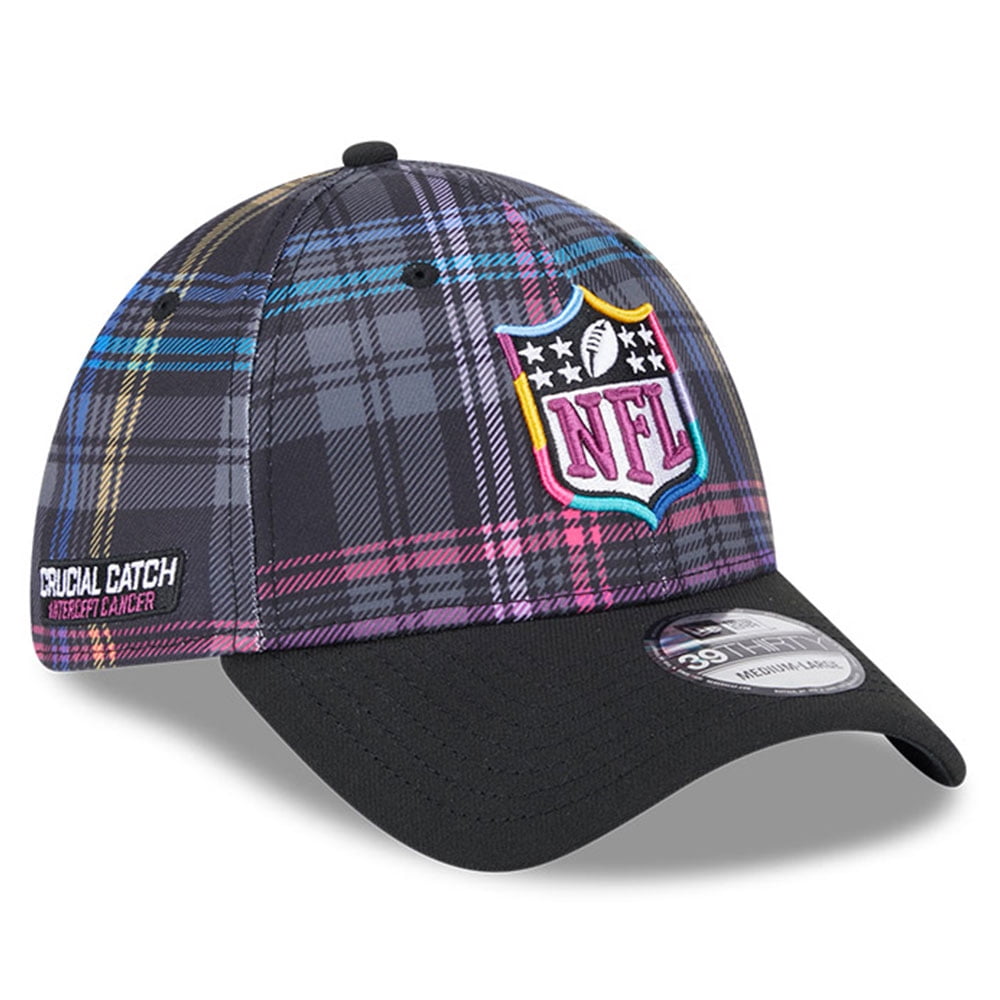 Men's New Era Black 2024 NFL Crucial Catch Plaid 39THIRTY Flex Hat