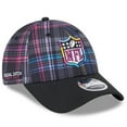Men's New Era Black 2024 NFL Crucial Catch Plaid 9FORTY Adjustable Hat