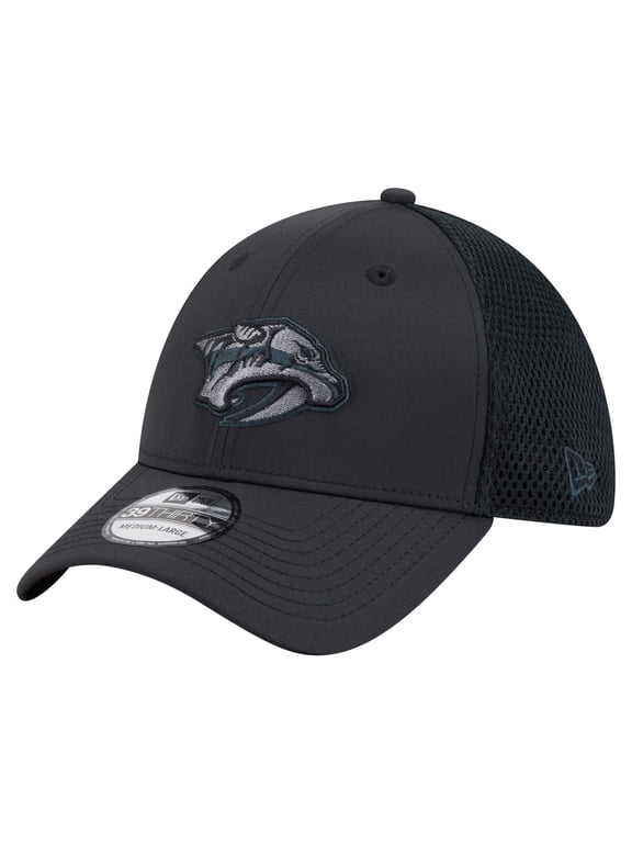 Men's New Era Black Nashville Predators Blackout 39THIRTY Stretch Hat