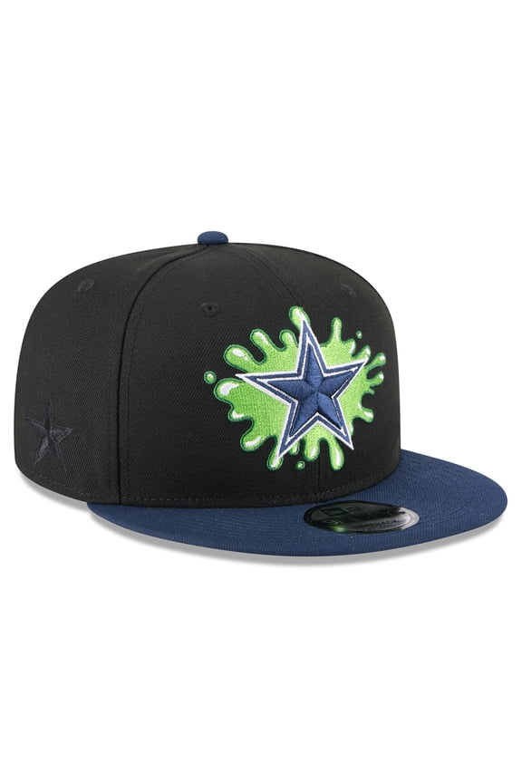 Men's New Era Black/Navy Dallas Cowboys Nickelodeon Slime 9FIFTY Snapback Hat