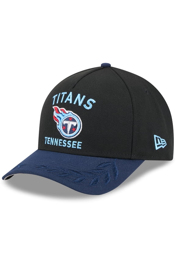 Men's New Era Black/Navy Tennessee Titans 2025 NFL Draft 9FORTY A-Frame M-Crown Adjustable Hat