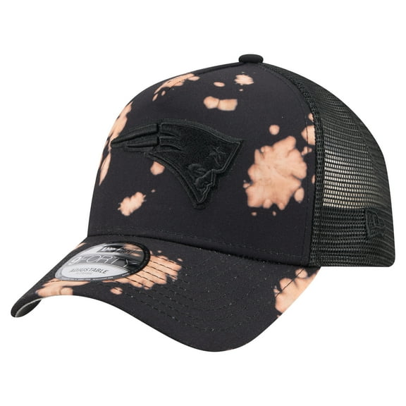 Men's New Era Black New England Patriots Bleached 9FORTY A-Frame Adjustable Hat