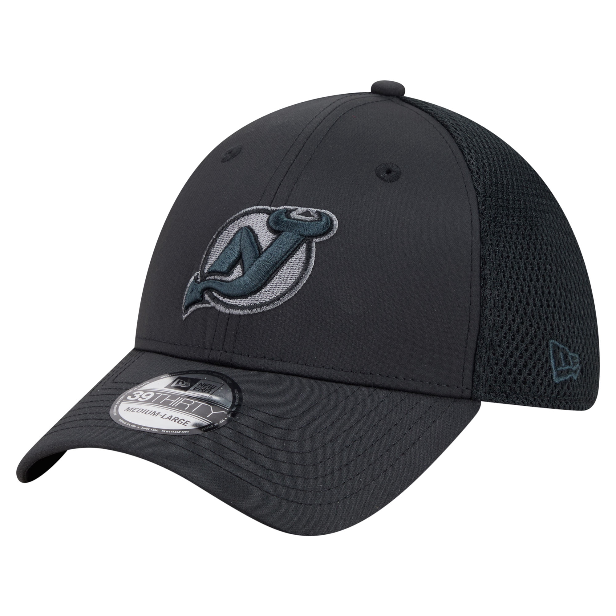 Men's New Era Black New Jersey Devils Blackout 39THIRTY Flex Fit